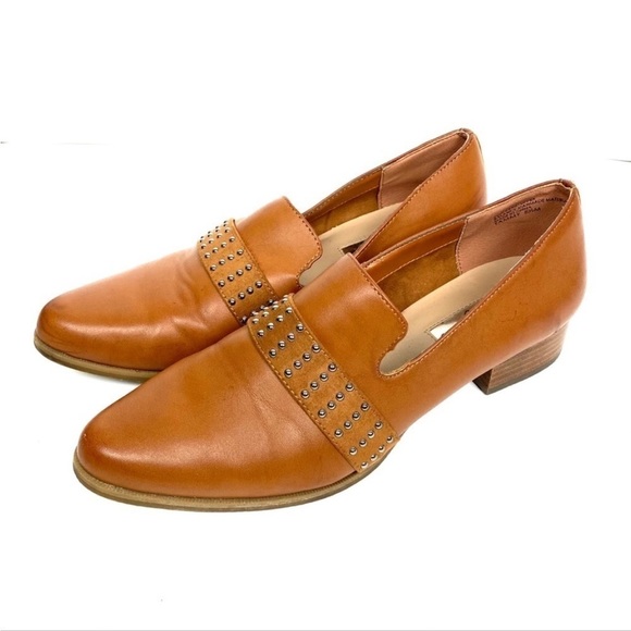 Women's Tan Loafers with Studded Detail - Picture 1 of 9
